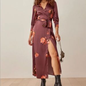 Reformation Merrick long silk dress Small Azusa